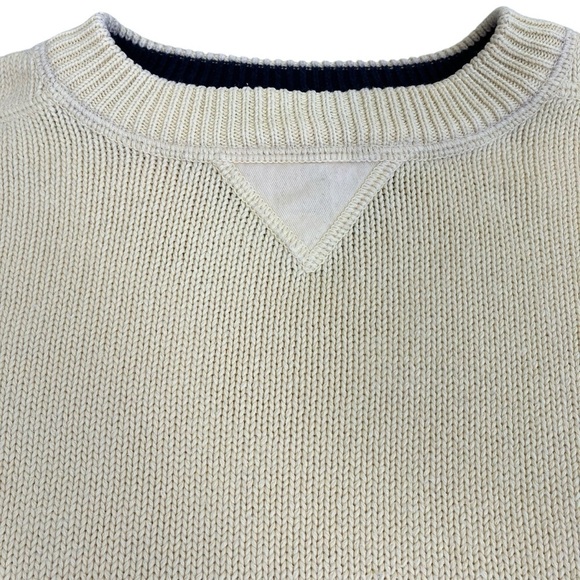TOMMY HILFIGER Vintage 90s Butter Yellow Knit Crewneck Sweater Crest Cotton XL - Picture 9 of 16